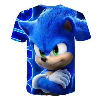 2020 Letné T-shirt Sonic the Hedgehog Bežné tričká Cartoon Dieťa 3D Chlapci tričko Fashion Priedušná Deti Oblečenie košele