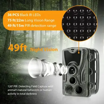 HC-801 Lov Fotoaparát, 16 MP 1080P HD Video Poľovnícky Chodník Camer Wildlife Fotografovanie Skautingu Nočné Videnie IP65 Lov Fotoaparát