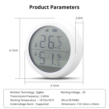Tuya Zigbee Teplota a Vlhkosť, Senzor s LCD Displejom S akumulátorom Domácej automatizácie scény bezpečnostný alarm senzor