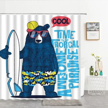 Cartoon Nepremokavé Sprchové Závesy pre Kúpeľňa Domova Polyester Textílie Sprchové Závesy Vaňa Medveď Psa Multi-veľkosť Vaňa Obrazovke