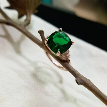 Móda zelená námestí Prstene Pre Ženy, Nové trendy crystal cubic zirconia kameň krúžky pre dievčatá Romantické kvetinové drahokamu krúžok