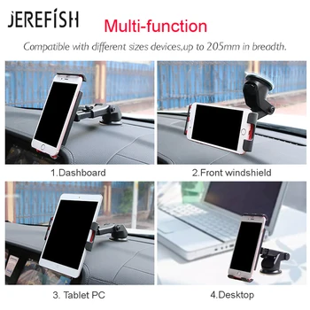 JEREFISH čelné Sklo Auta Tablet na Telefón Držiak na Palubnú dosku Automobilu Mount pre iPhone Samsung Huawei iPad Mini xiao Držiak do Vozidla