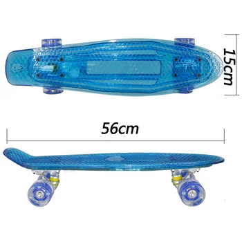 Jusenda 22in LED Mini Skateboard Cruiser Longboard Ryby Rada Flash Penny Rada Retro detský Skúter Transparentné Korčule Palube