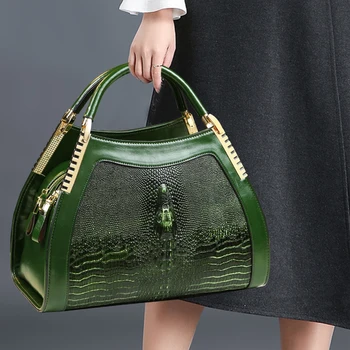 Originálne kožené krokodíla vzor kabelky Ženy v strednom veku žena taška matka taška na rameno messenger taška multi-layer veľká taška