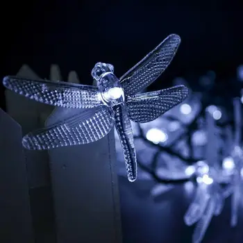 Vonkajšie Solárne Led Reťazec 5M Svetlo 20 Led Dragonfly Solárny Panel Pásy Svetla IP65 Vodeodolný Garden Party Dekorácie Vianoce