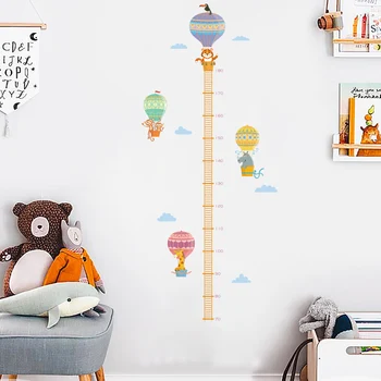 Dktie farba cartoon zvierat merania výšky samolepky na stenu rodina základné deti výška mapu mš dekorácie