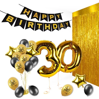 Amawill Šťastný 30th Birthday Party Dodávky Zlata Číslo Fóliové Balóniky 30 Rokov Výročia, Narodeniny, Party Dekorácie Adlut 75D
