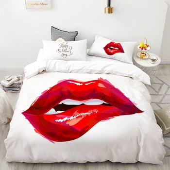 3D Digitálna Tlač Vlastné posteľná bielizeň Nastaviť,Prikrývka/Perinu Twin Set Plný Kráľovná Kráľ,Obliečky Sexy červené pery Bozk Mi Drop Shipping