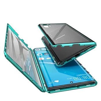Puzdro Pre Samsung Galaxy Note 10 Kryt Galaxy Note 10 Plus prípade 9H Tvrdeného Skla Screen Protector Kovové Magnet Adsorpcie prípade