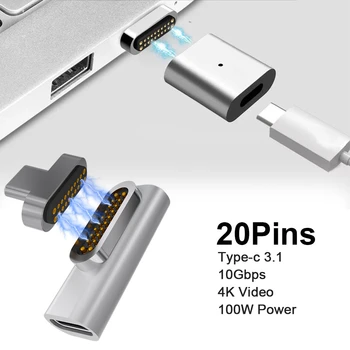 1Pcs Magnetické USB Typu C Adaptér Konektor 20kolíkový PD 100W Rýchle Nabíjanie Pre MacBook Pro Samsung S10 Huawei Plnenie Príslušenstvo