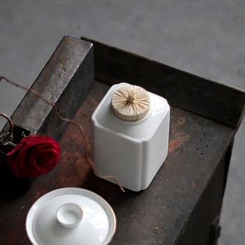 WIZAMONY Čínsky Jingdezhen čaj caddy Malé Celadon Keramické Kung Fu kanister kontajner na puer čaj málo čaj skladovanie truhlice