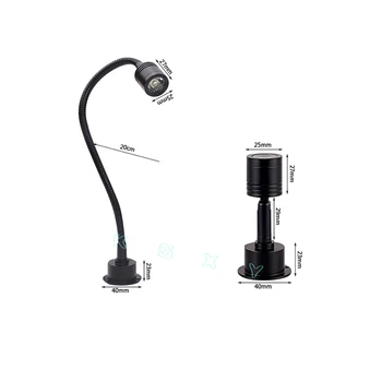 LED Nástenné svietidlo AC90-260V 1W 3W Moderné Spálne Nočná Lampa Black Silver Light Body-Stupňový Uhol Nastaviteľný nástenné svietidlo