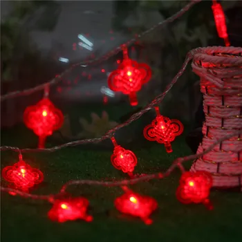 YIYANG Červený Čínsky Uzol Batérie LED Reťazec Svetlo 2M 3M 4M 5M Nový Rok Dovolenku Festival Udalosť Strana Svetla Dekorácie Nudo Chino