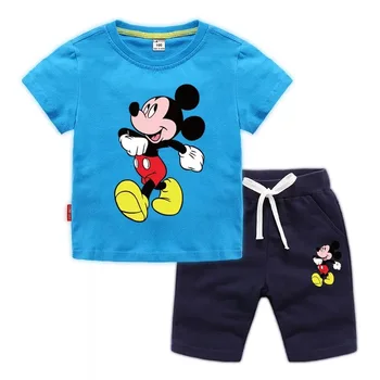 Nové Disney Mickey Mouse Baby Boy Šaty Nastaviť Deti Tees T-Shirt+Bežné Nohavice 2 Ks Dievča Oblečenie Oblečenie Detí, Športové Oblečenie