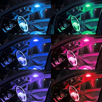 1Set Multi Color Auto Auto, Led Svetlo, 6 SMD 5050 RGB LED W5W 194 168 Automobilový priemysel LED Žiarovka, Blesk Blesk S Diaľkovým ovládačom
