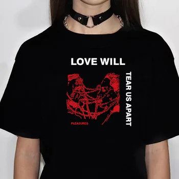 2020 Gotický ženy tričko Love Will Tear Us Apart tlač Unisex Tumblr Grunge Móda Čierny čaj Bokovky Punk Štýl Top plus veľkosť