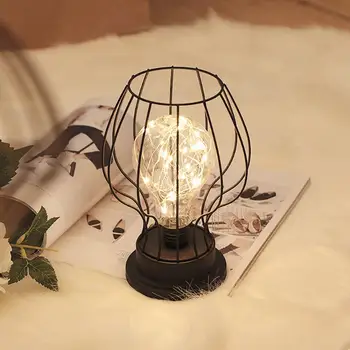 Retro Kovaného Železa LED stolná Lampa Tvorivé Spálňa Dekoratívne Nočné Svetlo