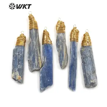 WT-P1526 nové handmake drôt zabalené raw blue kyanite prívesok zlatý top ženy, šperkárstvo materiál modrá kyanite prívesok šperky