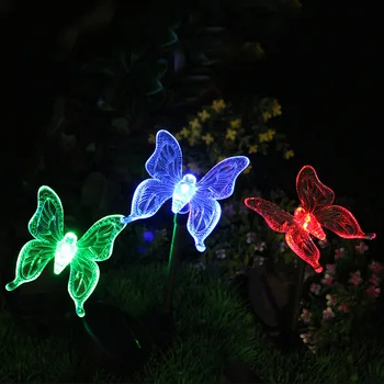 RGB Vonkajší LED Trávnik Ľahké Záhradné Osvetlenie, Vodotesný Pre Záhradné Dekorácie Motýľ Vták Dragonfly Novinka Umenie Solárne Lampy Dekor