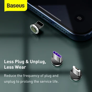 Baseus Magnetická Nabíjačka Micro USB Kábel na iPhone Xiao Mobilný Telefón 5A Rýchle Nabíjanie Drôt, Kábel 3 v 1 Magnet USB Kábel Typu C