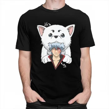 Kawaii Gintama Gintoki Sakata Tričko pre Mužov s Krátkym Rukávom Sadaharu T-shirt Grafické T-shirt Bavlna Anime, Manga Tee Topy Merch