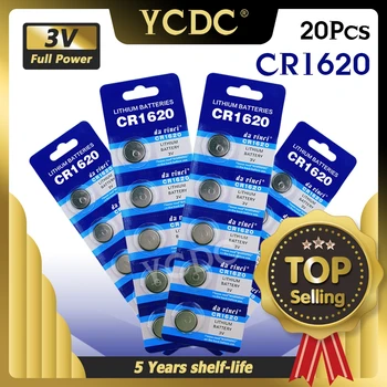 YCDC 20pcs Dlhotrvajúci Veľkoobchod CR1620 1620 ECR1620 KCR1620 BR1620 Tlačidlo Batéria 3 V Volt CR1620 Lítium-iónová Mince Batérie