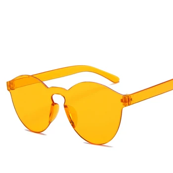 [EL Malus] Trendy Jelly Farba Big Cat Eye bez obrúčok slnečné Okuliare Ženy Muži Candy Slnečné Okuliare Oranžová Zelená Rám Šošovky Gafas De Sol