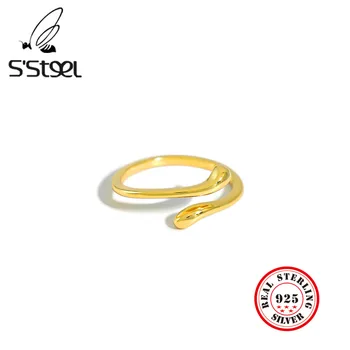 S'STEEL kórejský 925 Sterling Silver Ring Pre Ženy Minimalistický Kvapka Vody Zlatý Prsteň Nastaviteľné Anillo Plata 925 Mujer Jemné Šperky