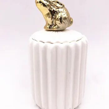 Nordic Vietor Zvierat Bavlnenou handričkou, Keramická nádoba Sklenených Nádob na Skladovanie Biela Prachotesný Ploche Šperky skladovacej Nádrže s Krytom