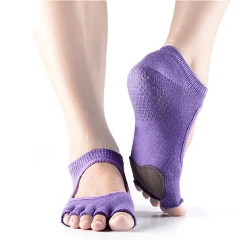 Ženy Cowhide Silikónový Anti-Slip Jogy Ponožky Quick-Dry Tlmenie Päť Prst Pilates, Fitness Balet Priedušná Športové Ponožky Dobrú Priľnavosť
