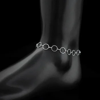 Hot Predaj Módnych 925 Sterling Silver Ponožky Jednoduchý Náramok Okrúhly Prívesok Nohy Anklet Reťazca Ženy Členok Náramok Nohy Šperky