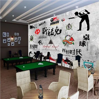 Nostalgické Retro Snooker Izba Šedého Cementu Papier Pozadí Steny Biliard Hala Biliard Club Priemyselné Dekor nástennú maľbu, Tapety 3D