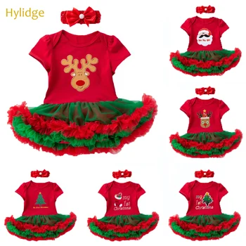 Hylidge 2KS/set 0-2 roky Baby Oblek Novorodenca Vianočné Šaty hlavový most Nastaviť Santa Claus Elk Batoľa Dievča Vianočné Šaty Remienky