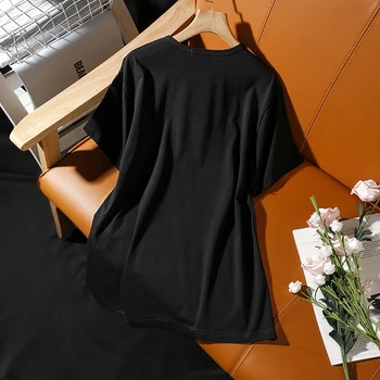 2020 lete Nové Módne M-3XL Plus Veľkosť T-shirt Ženy špicaté hviezdy Sequined Krátky Rukáv Tees Bežné Bavlna voľné topy žena
