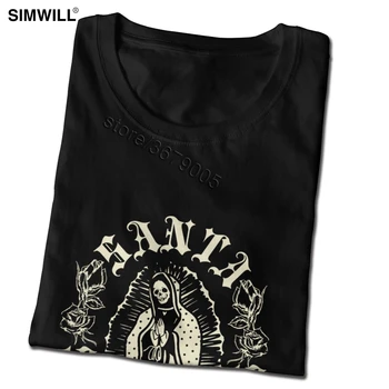 Gotický Santa Muerte T Shirt Mužov Novinka Krátke Rukávy Bavlna Márie Svätej Smrti Tee Mexickej Lebky T-Shirt Horor harajuku Topy