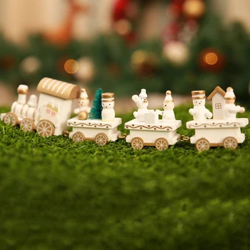Nový Vianočný vlak lakovaného dreva s Santa/medveď Vianočné dieťa, hračky, darčekové ornament navidad Vianočné Dekorácie pre domov Nový Rok darček