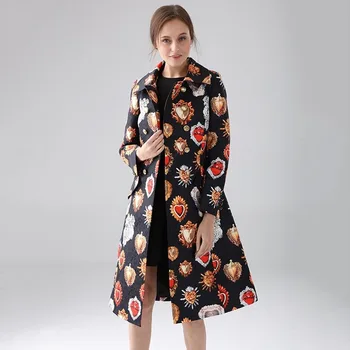 Zimné Oblečenie Ženy Štíhle Dlhé Zákopy Srsti 2019 Začiatku Jesene, Nové Európske a Americké Módne Dlhé Vytlačené Windbreaker Kabát