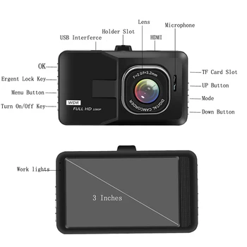 1080P Jazdy Záznamník Dash Cam LCD Nočné Videnie DVR Auta dvr/Dash Kamery počas Jazdy Video Rekordér Elektroniky Vozidla