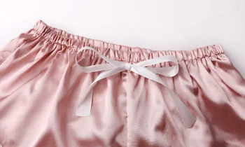 2020 Nové Sexy Pyžamo Nastaviť Dámy tvaru bez Rukávov Sleepwear Pohľadu Čipky Saténové Pyžamo Šortky Nastaviť Pyžamá pre Ženy