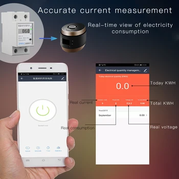 WiFi Smart Power Meter Prepínač Napájania Spotreba Energie Monitorovanie Meter 110V 220V Din lištu Inteligentný Život/Tuya Aplikáciu Diaľkové Ovládanie