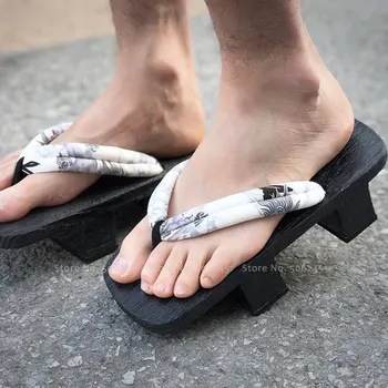 Muži Japonský Naruto Anime Cosplay Sandále Tradičné Dreváky Geta Kamado Nezuko Drevené Topánky Vonkajšie Papuče Samuraj Flip Flops