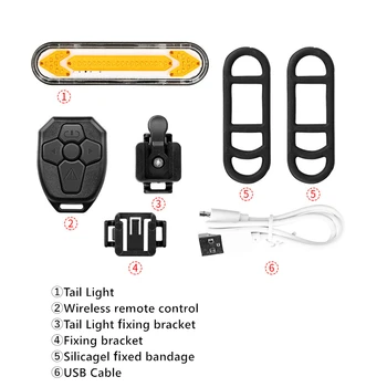 Smart Wireless Bicyklov Svetla USB Nabíjateľné zadné Svetlo Bike LED Zadné Svetlo Diaľkové Zase Signálneho Svetla