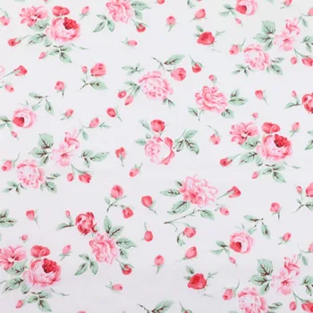 Bavlna twill texile svetlo ružová béžová s pink rose bowknot viniča tkaniny pre DIY postieľky posteľná bielizeň oblečenie šaty prešívanie dekor