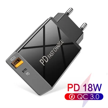 PD Nabíjačku USB C nabíjačku 18W Rýchle Rýchle nabitie pre iphone 12 pro iphone 11 Smartfóny NÁS EÚ Zapojte príslušenstvo pre Xiao Huawei