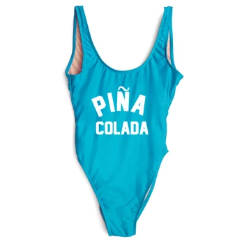 PINDA COLADA List Tlač jednodielne Plavky Ženy, Plavky, Bikiny, Monokiny Čiernej na Bielu Kombinézu plavky Plážové oblečenie