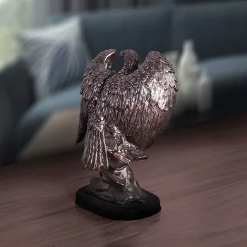 Antique Silver Zvierat Socha Domáce Dekorácie Šíriť Krídla Orla Figúrky Živice Remesiel Obývacia Izba Skrinka Dispaly Artware