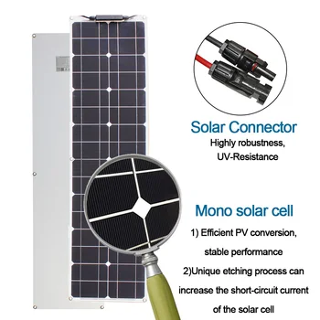 Pásy pružné solárne panely 50w 2ks 100w pre domáce rv camper vonku na 12v 24v batéria domov solárneho systému kit
