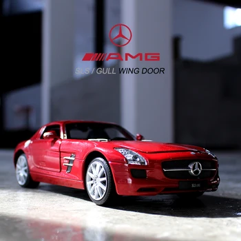 WELL 1:24 značky Mercedes-Benz SLS AMG športové auto simulácia zliatiny model auta, remeslá dekorácie zbierku hračiek nástroje darček