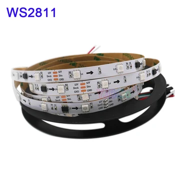 Plné farby Adresný WS2811 IC RGB led pásy svetla, 5m WS2811 Smart Pixelov Led Pásy Pásky;DC12V 30/60leds/m