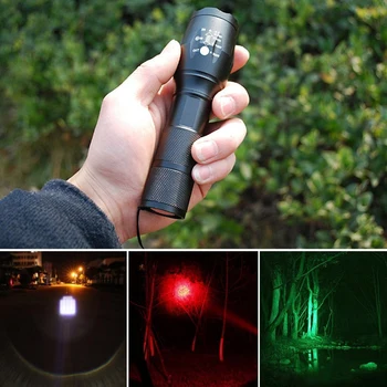 Zoomovateľnom Baterka 3 v 1 Červená Zelená Biela 1000 Lumen Taktické Lov Horák+2*Puška Rozsah Mount+Diaľkové Prepínanie+18650+USB Nabíjačka